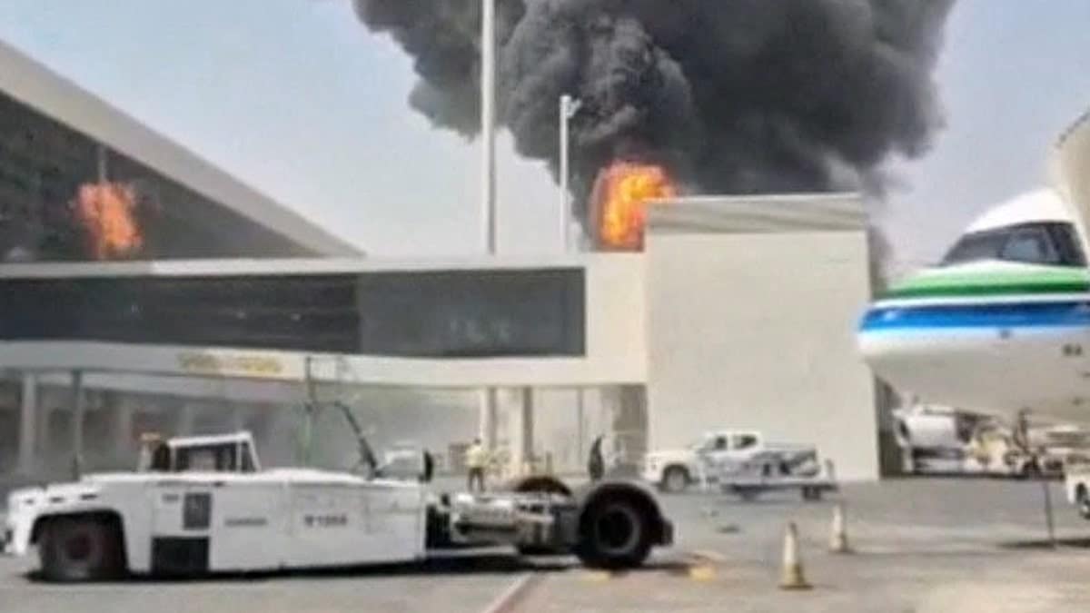 Flames rise from Saudi Arabia airport following attack