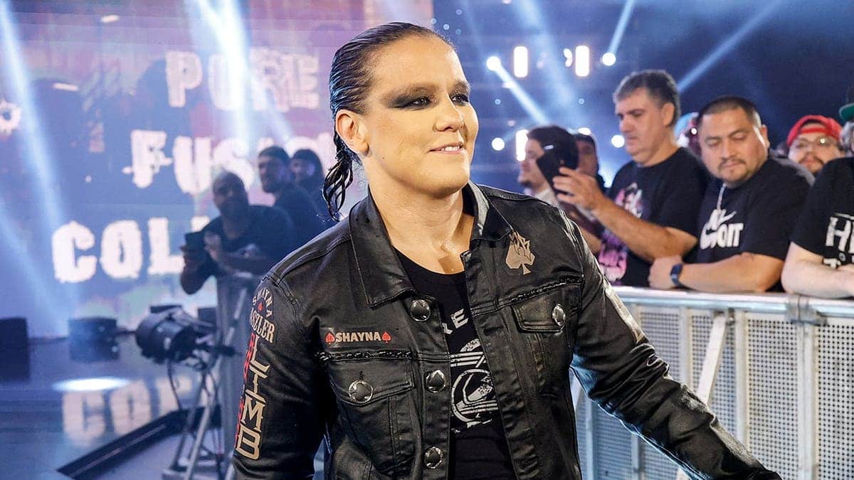 Shayna Baszler makes her entrance during Monday Night RAW at Angel of the Winds Arena.