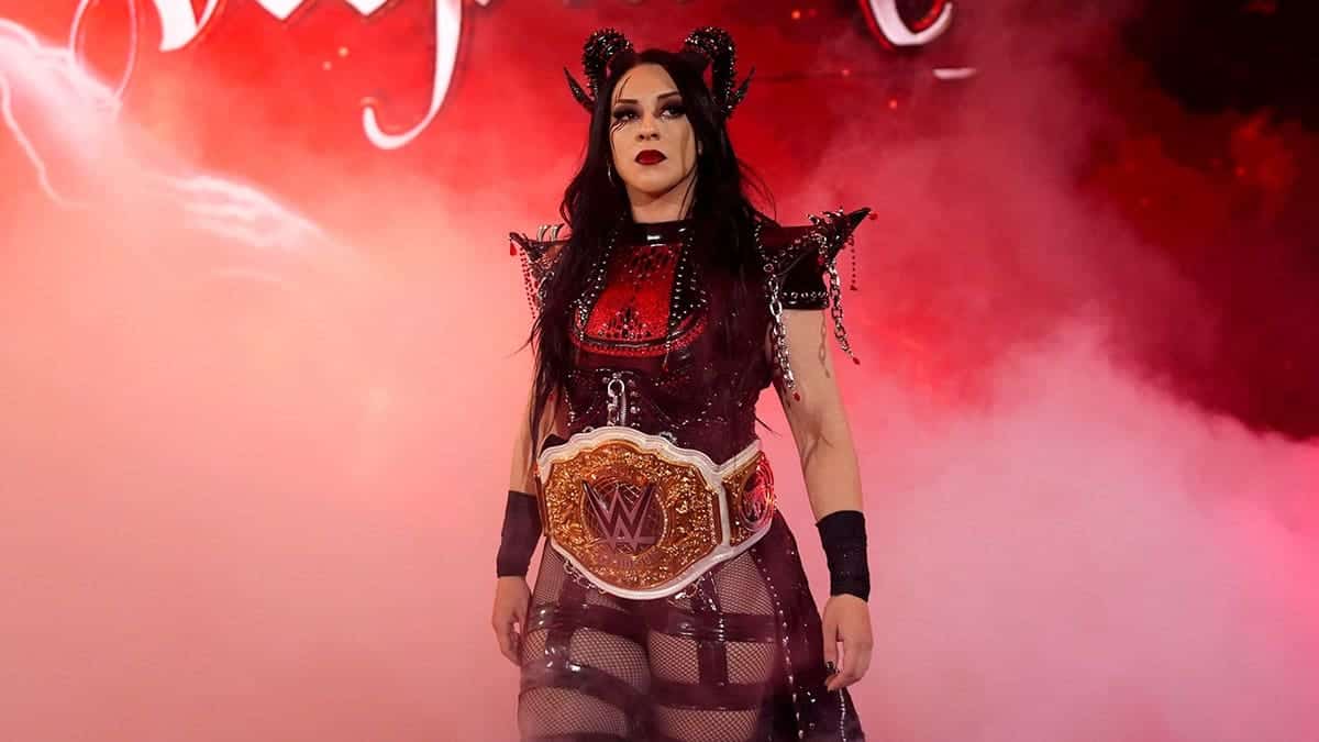 Stephanie Vaquer walks to the ring during Money in the Bank.